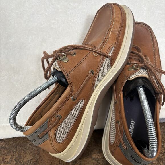 Sebago Brown Leather Boat Shoes Lace Up Comfort Deck Loafers Mens 8.5 WW main image 10